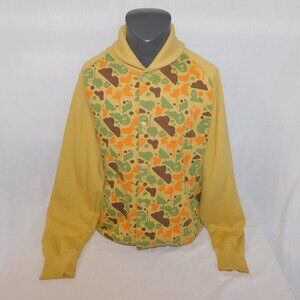 IMPERIOUS Mens XL Green Orange Brown Cartoon Blob Camo Sweatshirt jacket